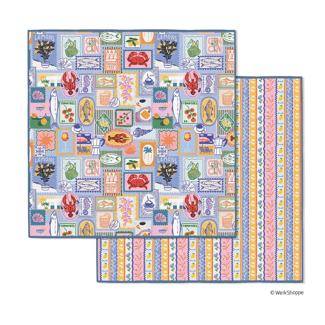 Mediterranean Summer Microfiber Dishcloths, Quick Drying