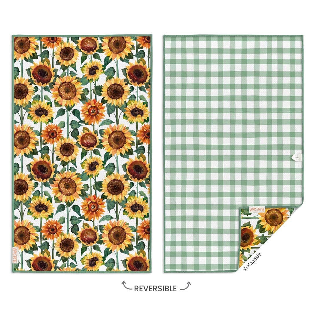 Sunflower Check Microfiber Hand Towel Fall Kitchen Decor