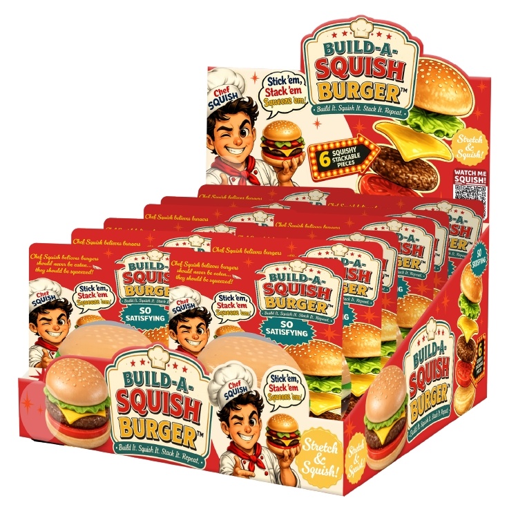Novelty Brands Fun Doh Build A Squish Burger Stack Squish