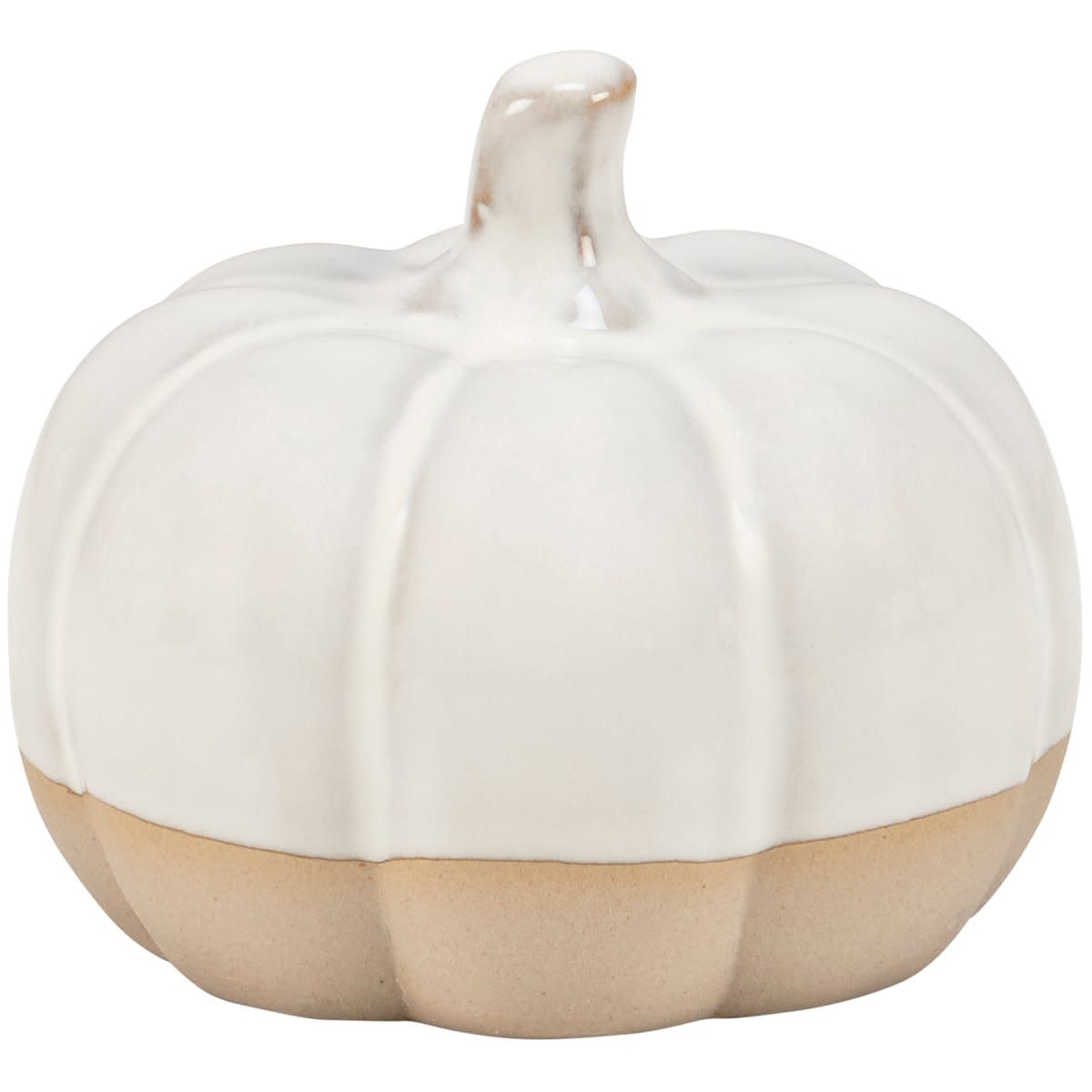 Small Ceramic Pumpkin w White Glazing