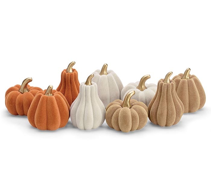 FLEURISH Mini Harvest Flocked Pumpkin (various colors)