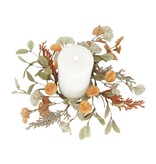 FLEURISH Cream and Orange Pom Pom Large Ring aka Mini Wreath