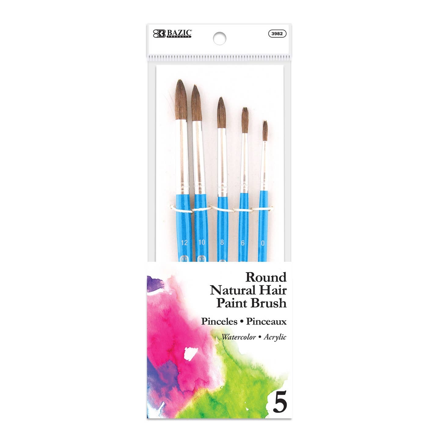 Round Natural Hair Paint Brush Set