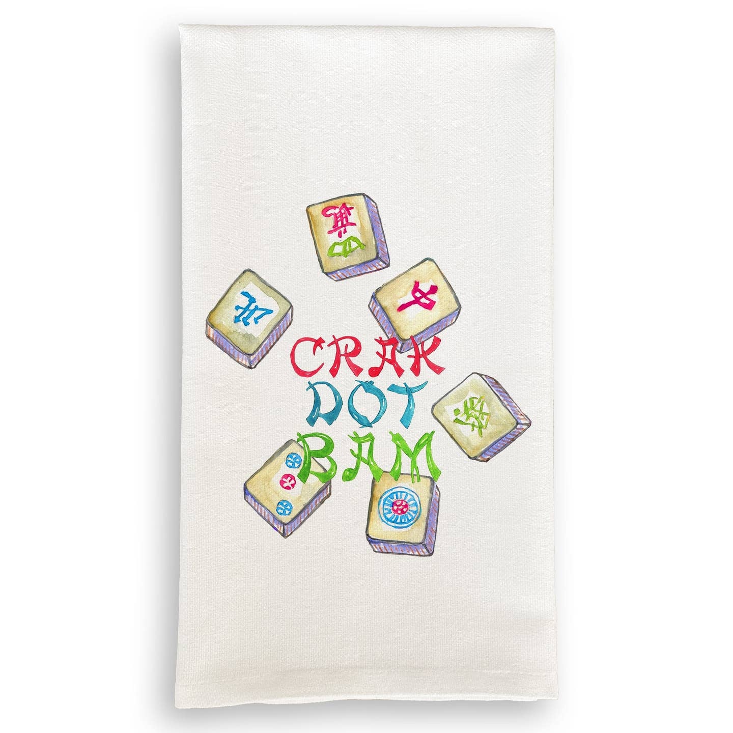 French Graffiti Colorful Mahjong Tiles Tea Towel