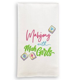 French Graffiti Mahjong with Mah Girls Curly Tea Towel