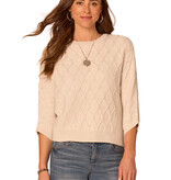 Democracy Cream Dolman Sleeve Grid Stitch Sweater