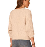 Democracy Cream Dolman Sleeve Grid Stitch Sweater