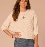Democracy Cream Dolman Sleeve Grid Stitch Sweater