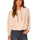 Democracy Heather Ecru/Heather Vintage Tie Collar Bubble Hem Knit Top