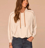 Democracy Heather Ecru/Heather Vintage Tie Collar Bubble Hem Knit Top