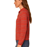 Democracy Pumpkin Spice/Heather Grey Striped Self-Tie Round Neck Sweater