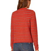 Democracy Pumpkin Spice/Heather Grey Striped Self-Tie Round Neck Sweater