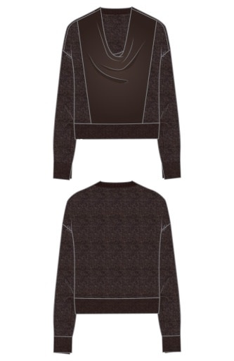 Liverpool Los Angeles long sleevedrape neck woven sweater hybrid