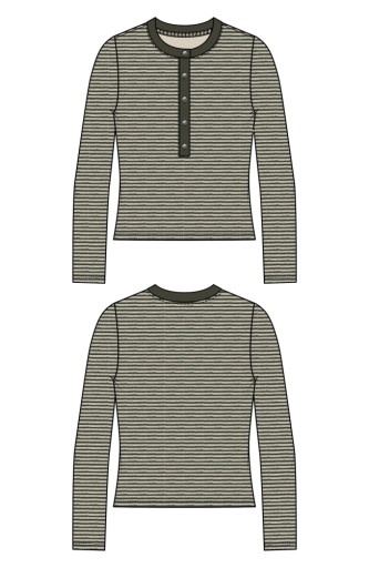 Liverpool Los Angeles long sleeve knit henley top w sweater trim