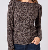 Liverpool Los Angeles long sleeve jewel neck knit top w/ shirring