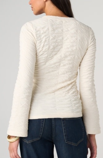 Liverpool Los Angeles long flare sleeve crew neck knit top