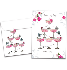 Champagne Piled High Wedding Greeting Card