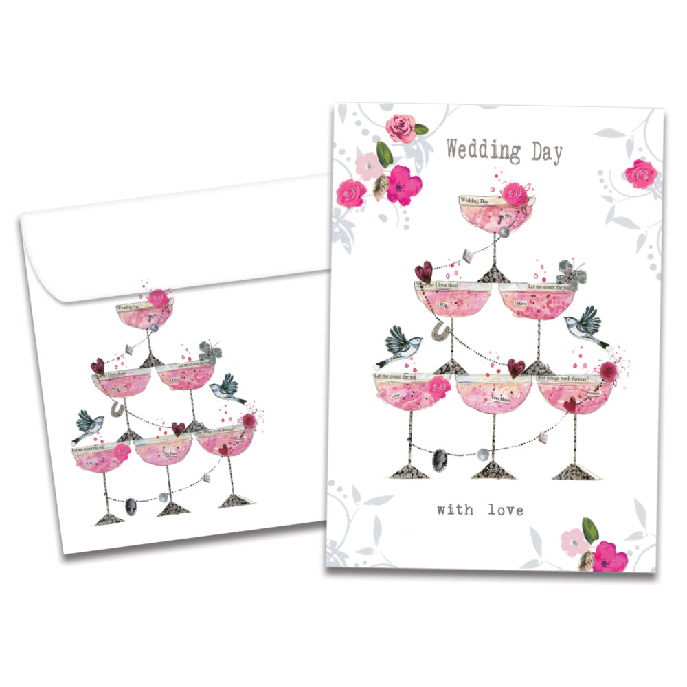 Champagne Piled High Wedding Greeting Card