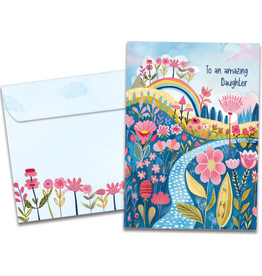 Rainbow Floral Path Birthday Greeting Card