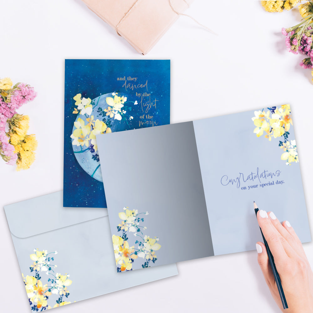 Floral Moonlight Wedding Greeting Card