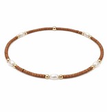 Erin Gray Game Day – Pearl, Burnt Orange & Gold Waterproof Bracelet