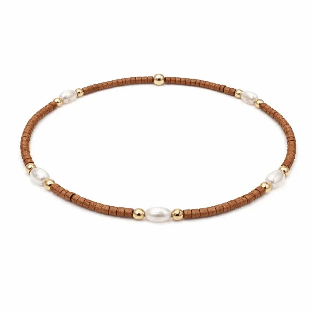 Erin Gray Game Day – Pearl, Burnt Orange & Gold Waterproof Bracelet
