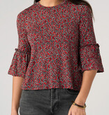 Liverpool Los Angeles jewel neck flared half sleeve knit top