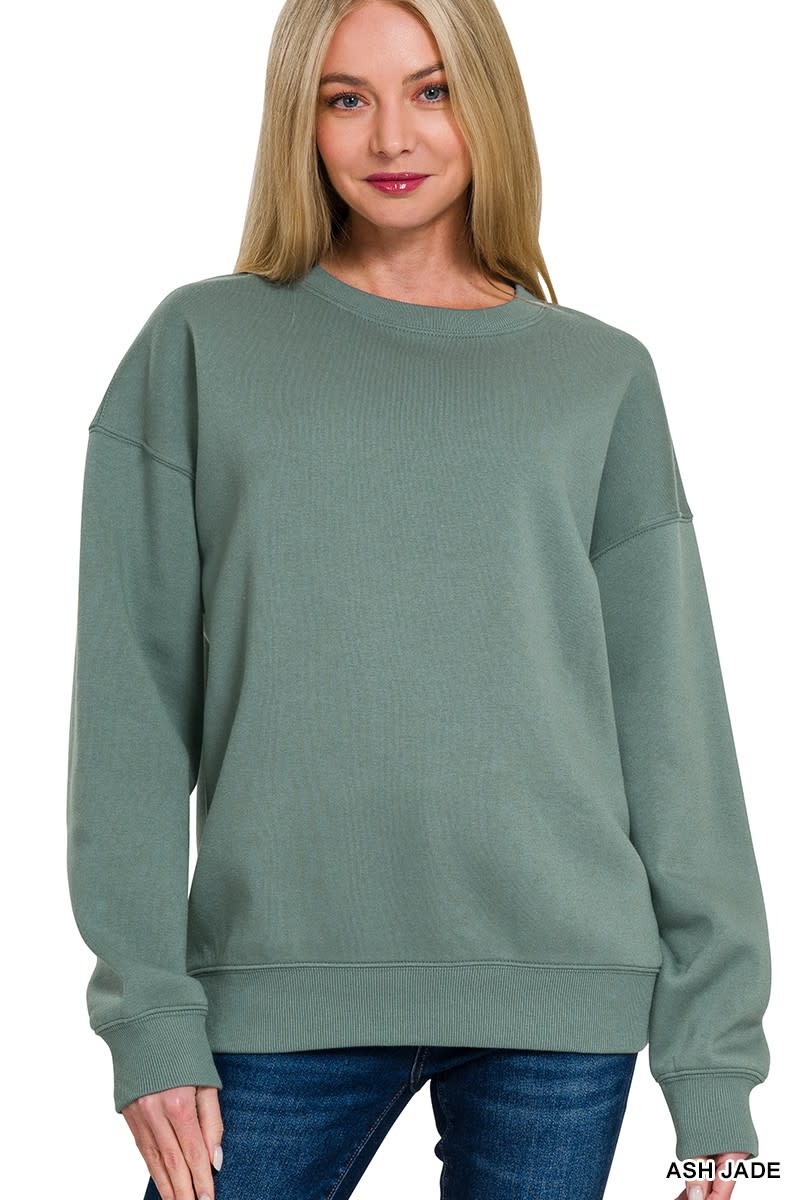 Ash Jade Fleece Crewneck Pullover Sweatshirts