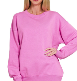 Bright Mauve Fleece Crewneck Pullover Sweatshirts