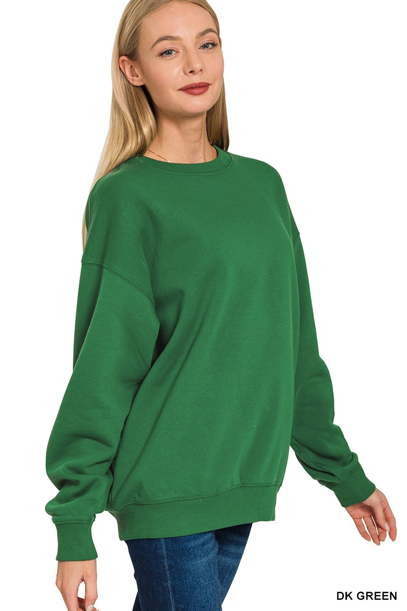 Dk Green Fleece Crewneck Pullover Sweatshirts