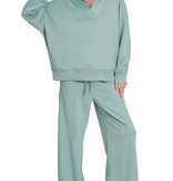 Blue Grey Scuba Collared Pullover & Center Seam Pants Set