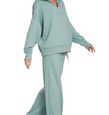 Blue Grey Scuba Collared Pullover & Center Seam Pants Set
