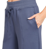 Blue Indigo Scuba Collared Pullover & Center Seam Pants Set