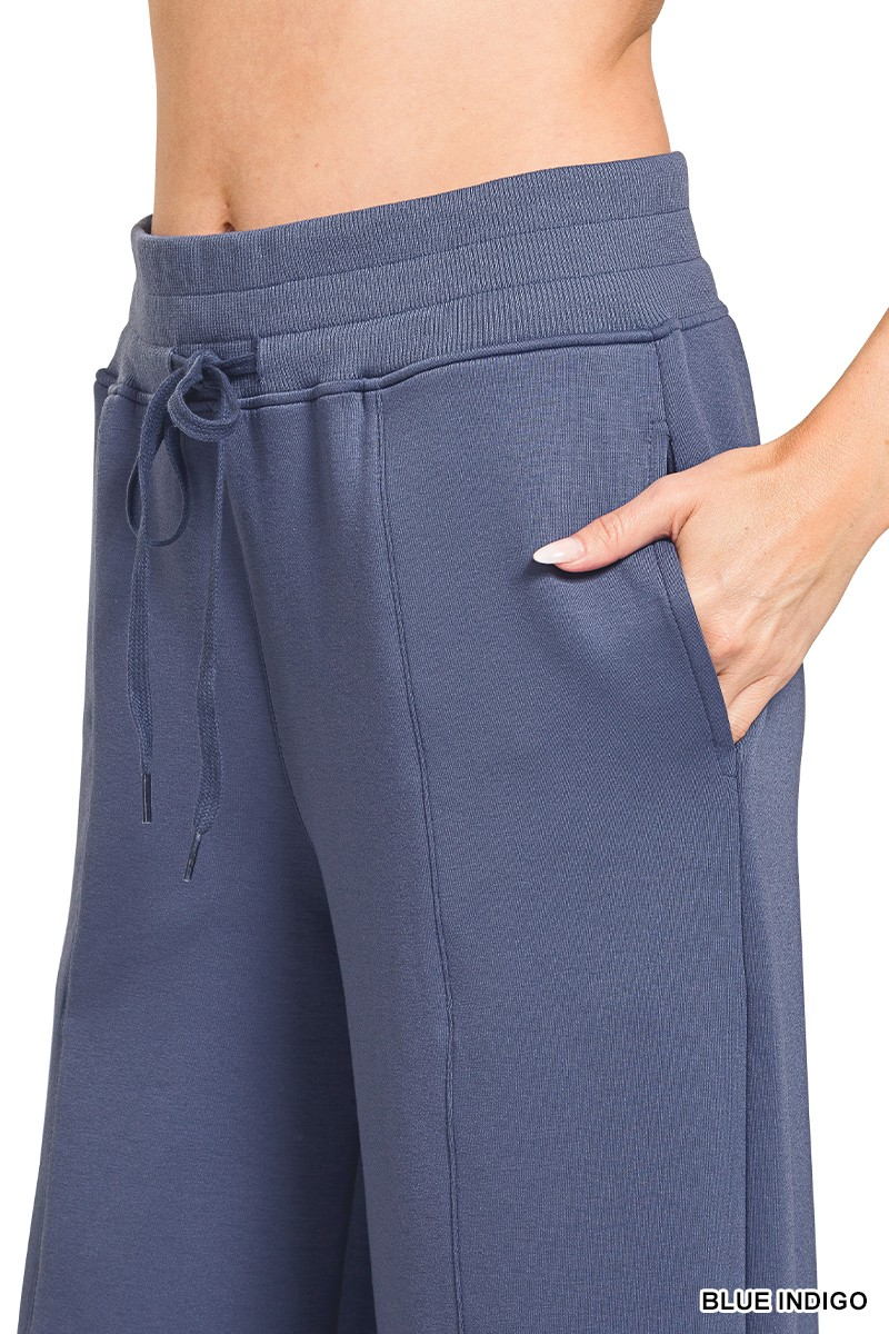 Blue Indigo Scuba Collared Pullover & Center Seam Pants Set