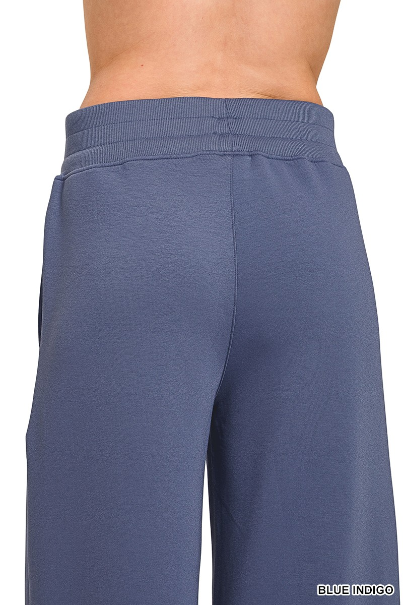 Blue Indigo Scuba Collared Pullover & Center Seam Pants Set