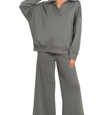 Charcoal Scuba Collared Pullover & Center Seam Pants Set
