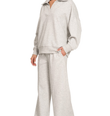 Heather Grey Scuba Collared Pullover & Center Seam Pants Set