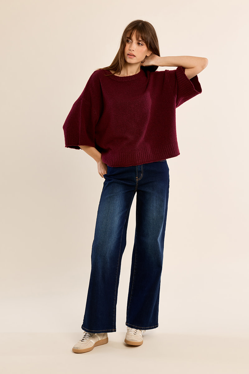 Molly Bracken Dark Red Ladies Knitted Sweater