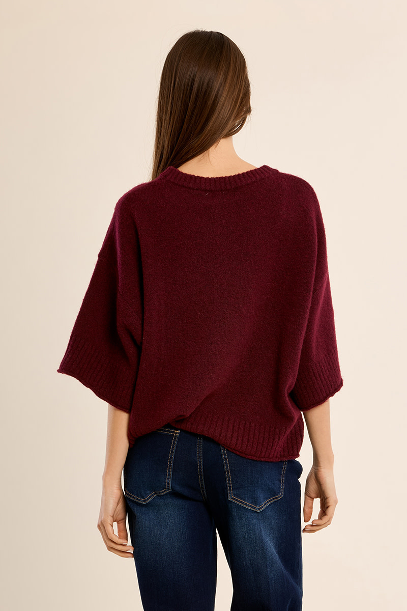Molly Bracken Dark Red Ladies Knitted Sweater