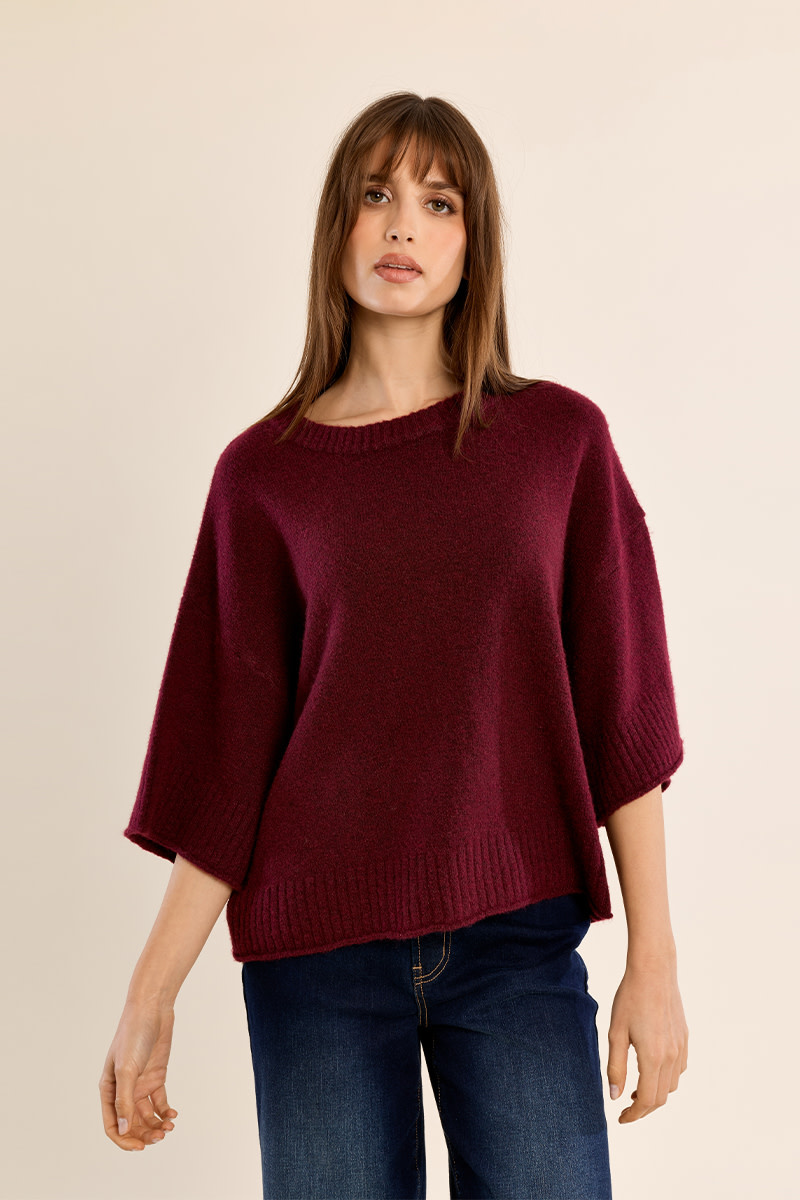 Molly Bracken Dark Red Ladies Knitted Sweater