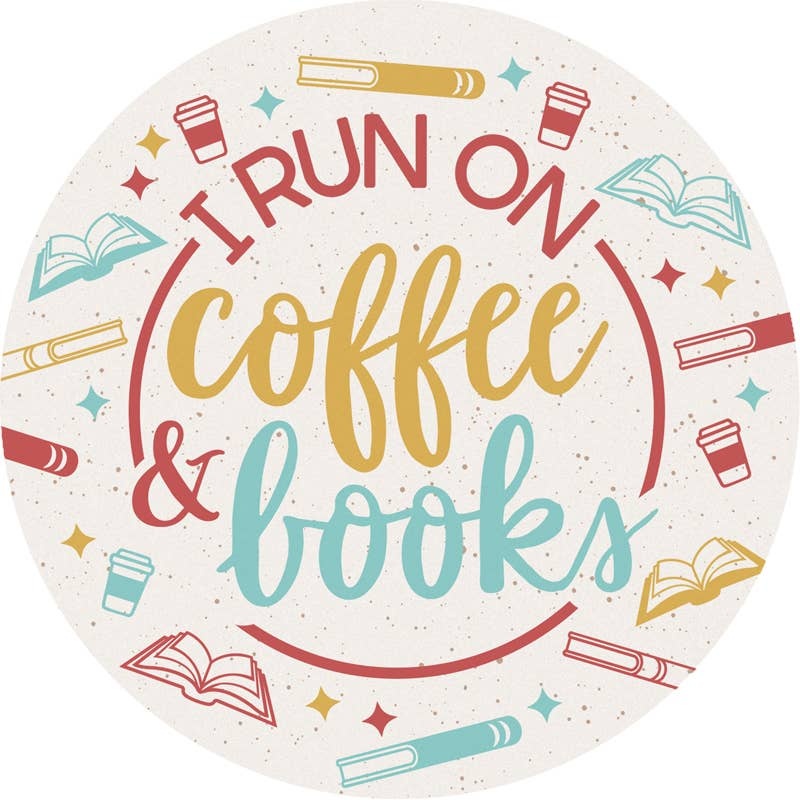 FLEURISH Coffee & Books Round Car Coaster
