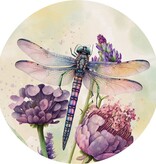 FLEURISH Dragonfly Floral Round Car Coaster