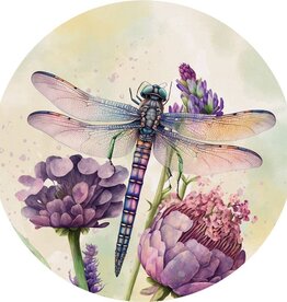 FLEURISH Dragonfly Floral Round Car Coaster