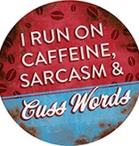 FLEURISH I Run On Caffeine Round Car Coaster