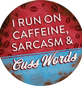 FLEURISH I Run On Caffeine Round Car Coaster