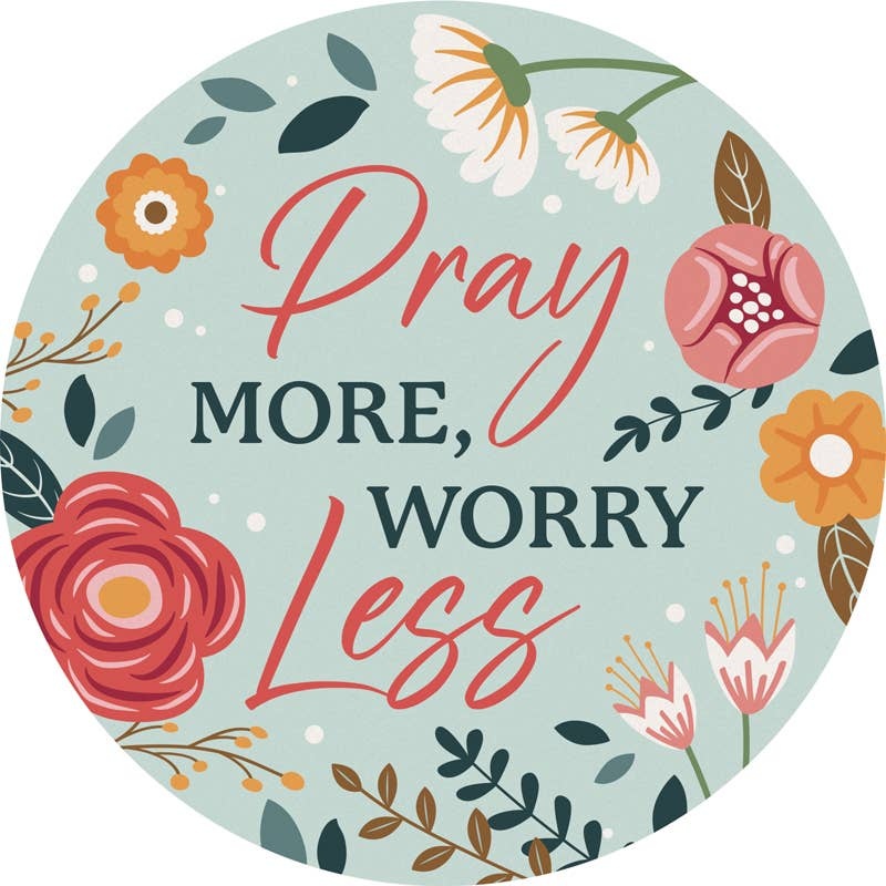 FLEURISH Pray More Round Car Coaster
