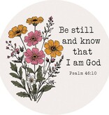 FLEURISH Psalm 46:10 Round Car Coaster