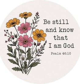 FLEURISH Psalm 46:10 Round Car Coaster