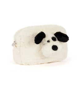 Jellycat Rufferty Puppy Pouch (Black & Cream Puppy Pencil/ Makeup Bag)