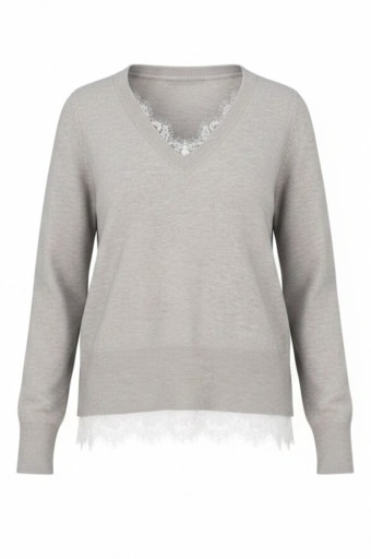 Liverpool Los Angeles vneck long sleeve sweater w lace